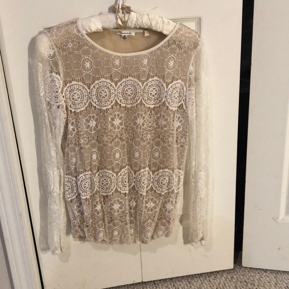 LACE-LINED, LONG-SLEEVED BLOUSE by Sophie Max.